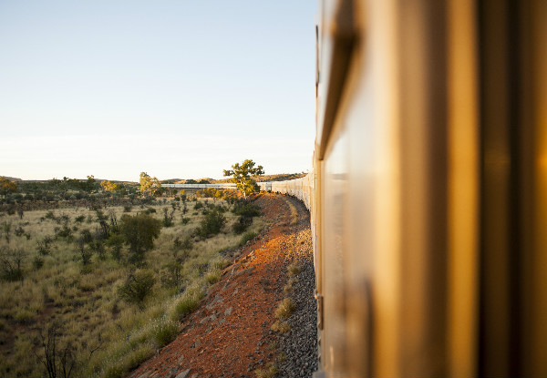 Per Person Twin-Share Six-Night Outback Adventure incl. International Flights, The Iconic Ghan & Accommodation in Darwin & Adelaide