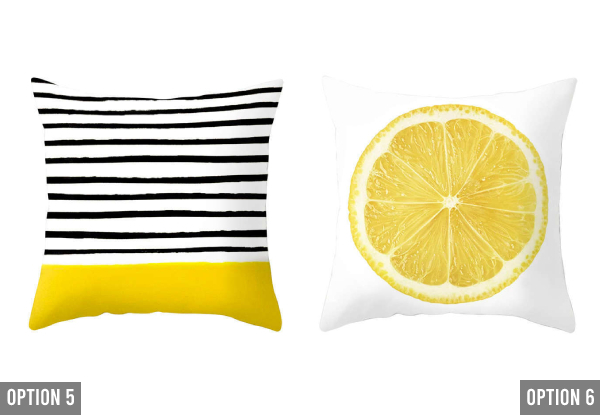 Yellow/Gold Printed Cushion Cover 45x45cm - Available in Ten Options