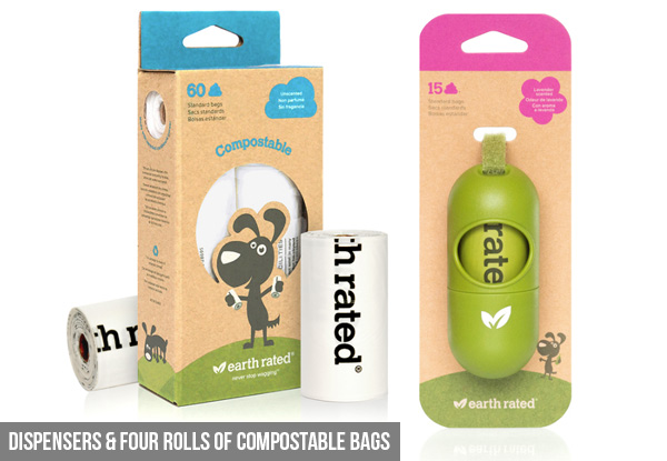 Earthrated Dog Poop Bag Dispenser with Degradable or Compostable Bags