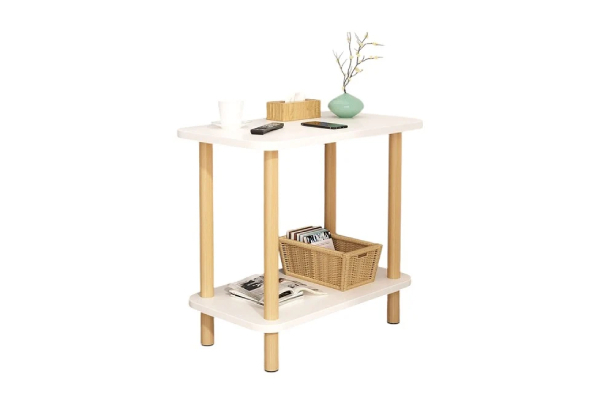 Two-Tier Rectangle Wooden Side Table - Available in Two Colours