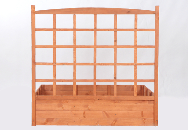 Raised Wooden Garden Bed with Trellis