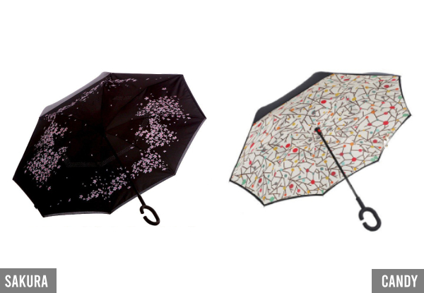 Wind-Resistant Reversible Umbrella - 15 Designs Available