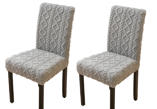 Two-Piece Stretch Jacquard Chair Cover - Available in Four Colours & Option for Four-Pack