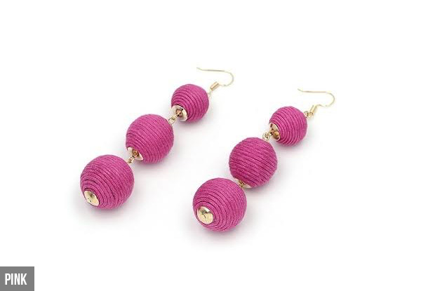 Pom Pom Drop Earrings - Five Colours Available with Free Delivery