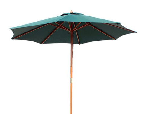 Nine-Foot Wooden Market Umbrella – Available in Green or Cream