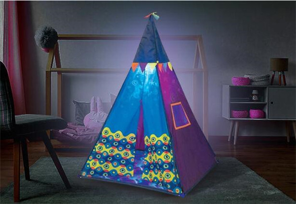Children's Blue Teepee Play Tent with Built-In Light