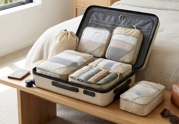 Six-Piece Compression Packing Cubes Travel Organiser Set - Available in Four Colours