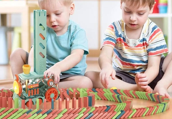 200-Piece Automatic Dominoes Train Set with Light & Sound - Two Colours Available