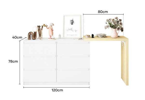 Customisable & Expandable Six-Drawer Dresser & Makeup Vanity Table