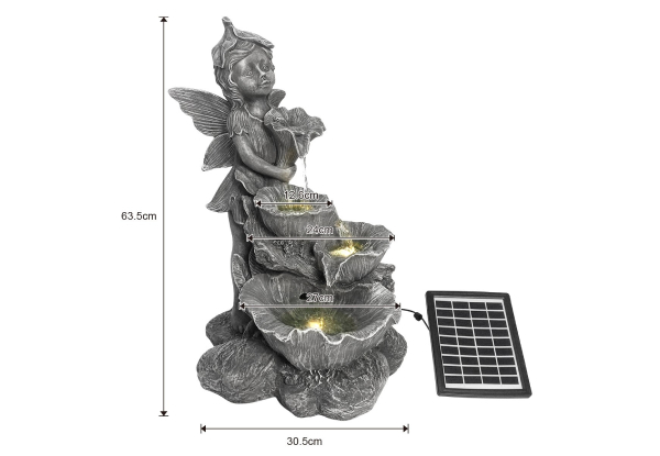 Outdoor Angel Water Fountain Statue with LED Light - Option for Fairy Four-Tier Solar Water Fountain
