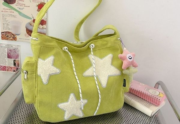 Star Pattern Corduroy Crossbody Bag - Four Colours Available