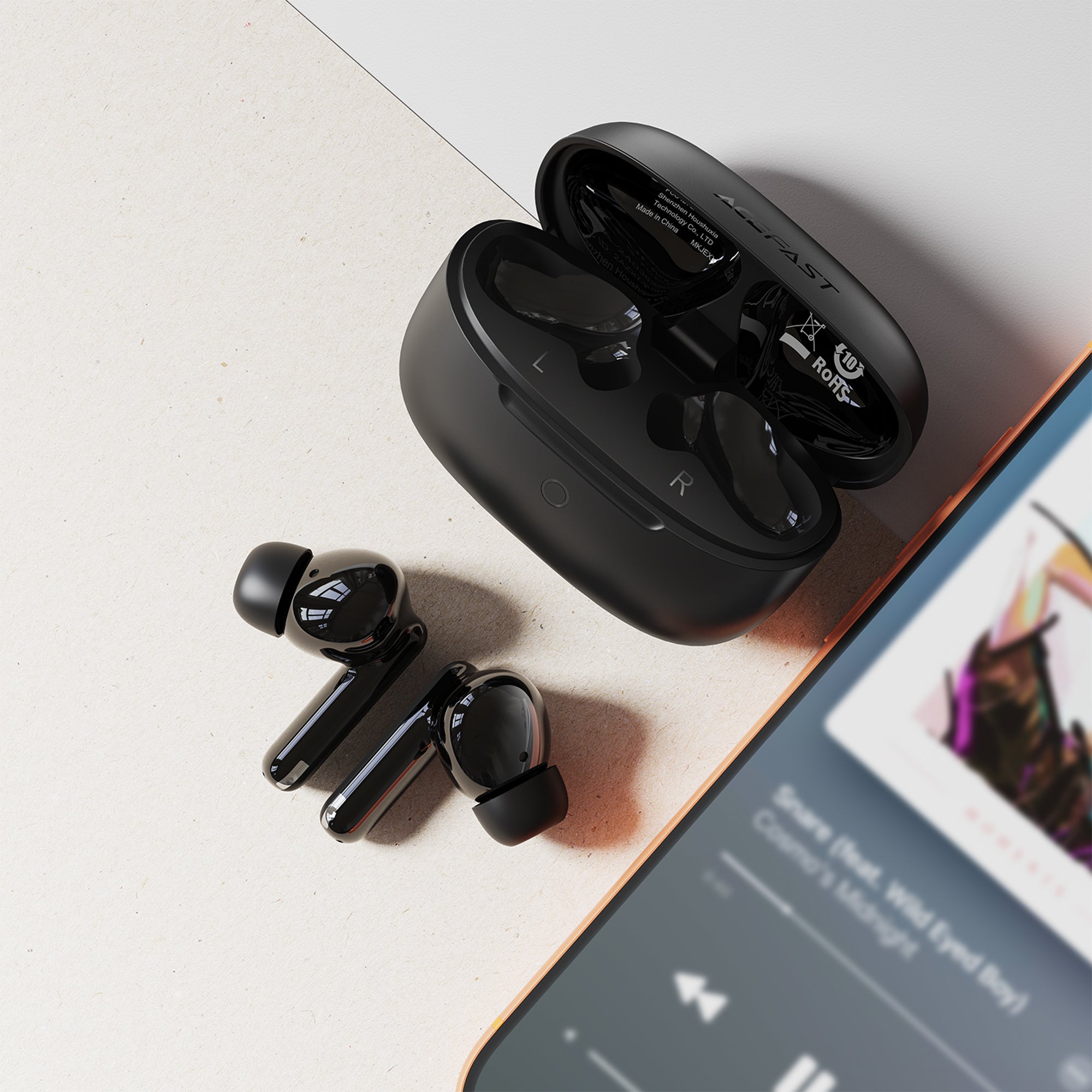 Acefast Premium TWS Earbuds with Deep Bass and IPX4 Waterproof Black