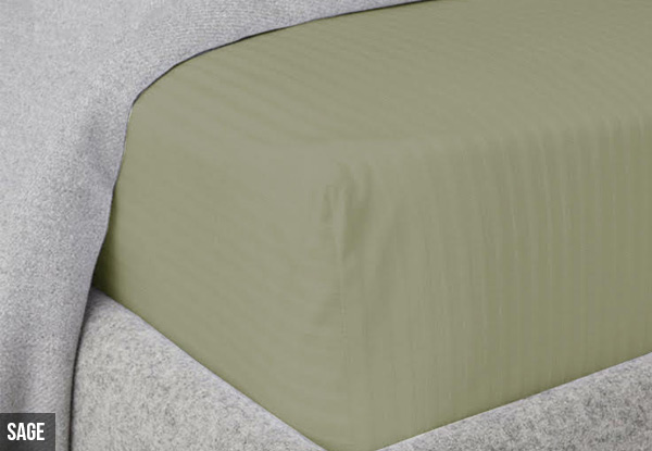 Fitted Sheet with Damask Stripe - Seven Colours & Six Sizes Available
