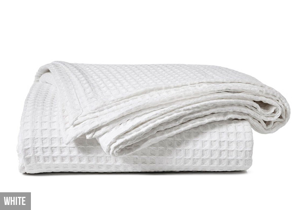 White Canningvale Luxury Cotton Waffle Blanket with Free Delivery