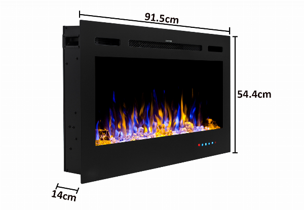 36in Electric Fireplace Wall Mounted & Recessed with Remote