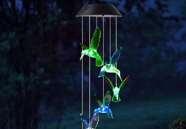 Solar Hummingbird LED Wind Chimes