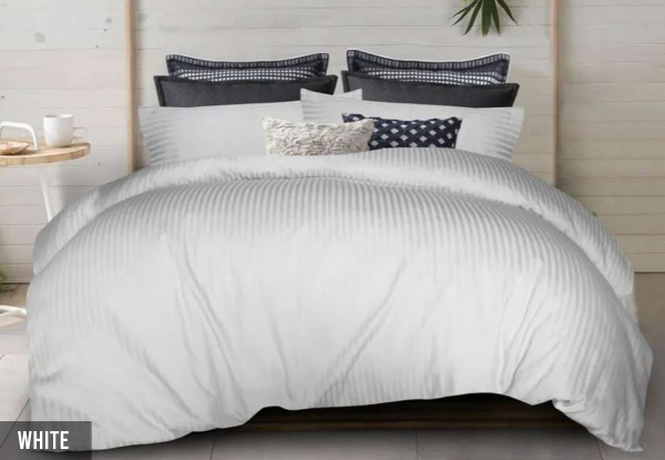 Three-Piece 1000TC 100% Cotton Broad Stripe Quilt Cover Set - Two Sizes Available