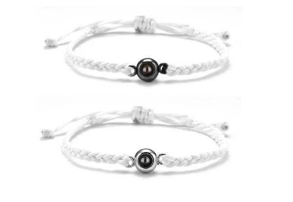 Custom Photo Projection Braided Bracelet - Available in Ten Colours & Option for Two-Pack