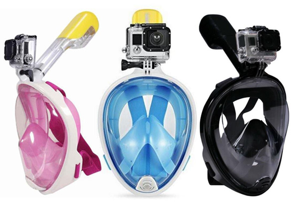 Full-Face Snorkelling Mask - Three Colours & Two Sizes Available & Option to incl. Underwater Camera