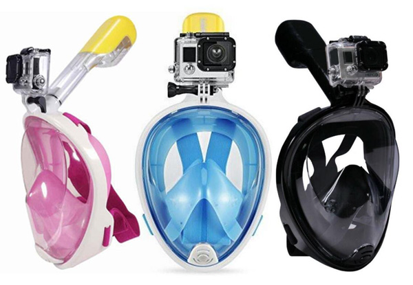 Full-Face Snorkelling Mask with Free Delivery - Three Colours & Two Sizes Available with Option to incl. Underwater Camera