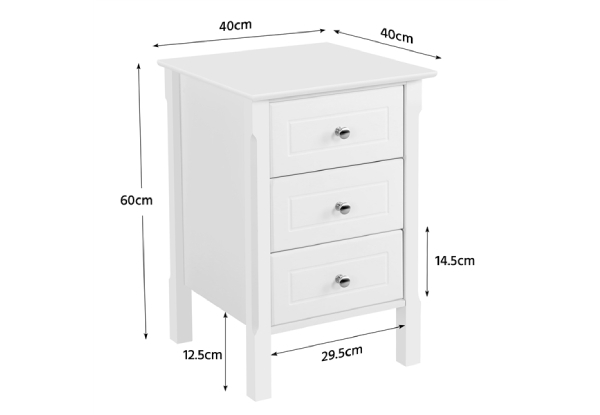 Pair of Three-Drawer Bedside Table - Available in Two Colours