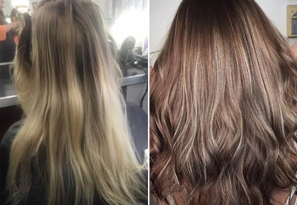 Balayage, Ombre, Dip-Dye or Root Melt Hair Package incl. Colour, Style Cut, Shampoo, OLAPLEX Treatment, Head Massage & Blow Wave Finish - Three Locations Available
