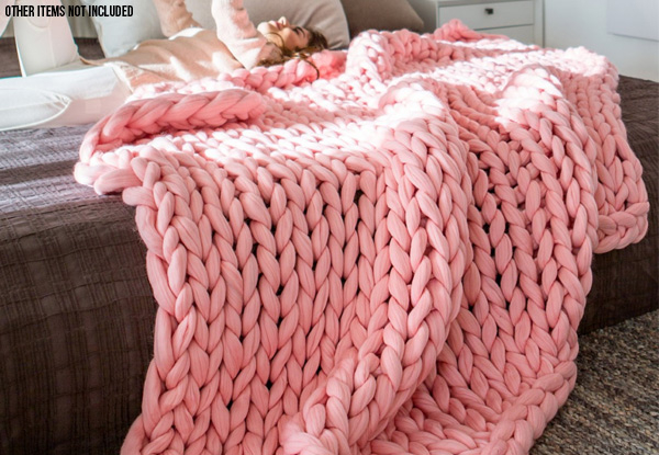 Handmade Chunky Knit Blanket - Five Colours Available