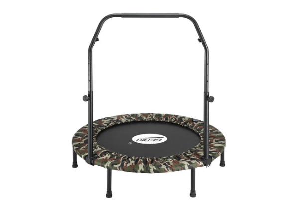 Genki Mini Foldable Fitness Trampoline with Adjustable Handrail - Two Sizes Available