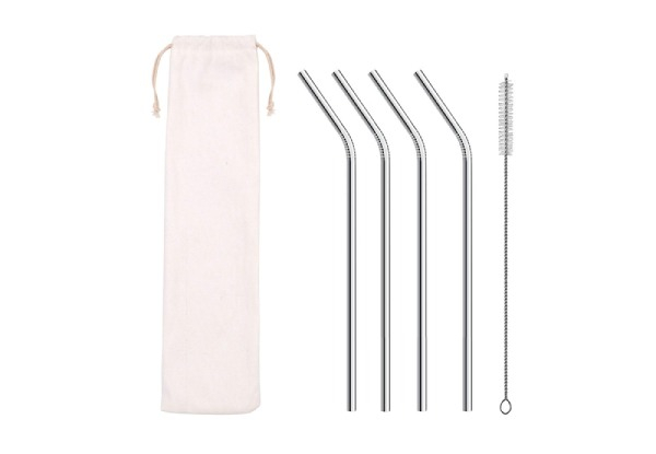 Set of Stainless Steel Drinking Straws - Straight or Bent - Option for Two Sets