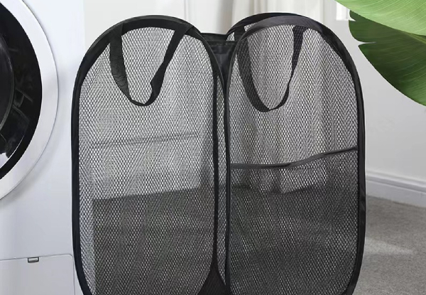 Mesh Pop-Up Laundry Basket with Handle