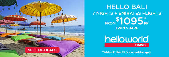 Hello World Bali Holiday 7 nights + Emirates flights