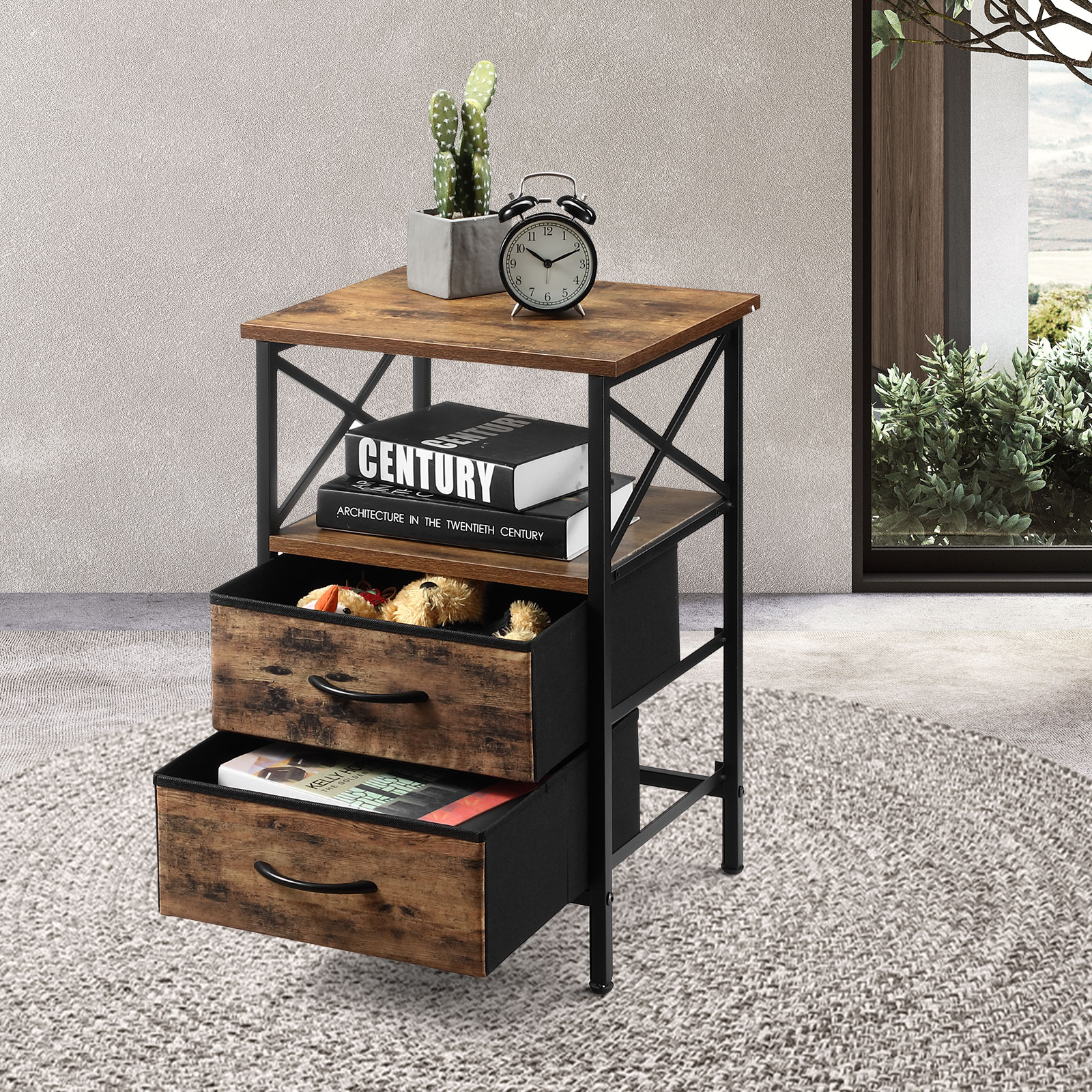 Two-Drawer Narrow Sofa Side End Table