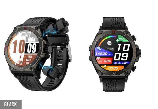 Multifunctional Smart Watch with TWS Earphones - Two Colours Available