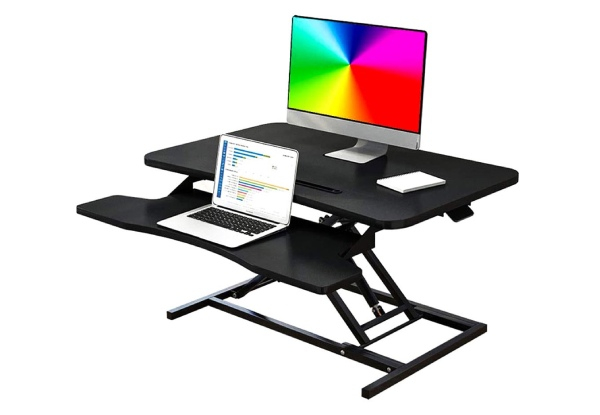 Adjustable Height Computer Desk with Keyboard Tray