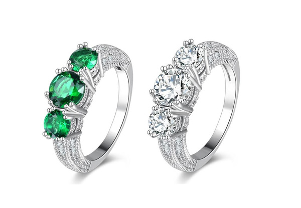 Tri-Crystal Engagement Style Ring - Two Colours Available with Free Delivery