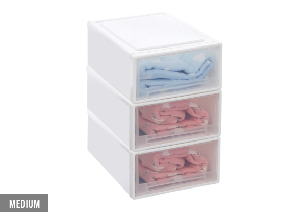 Stackable Storage Plastic Container - Available in Three Sizes & Option for Five-Pack