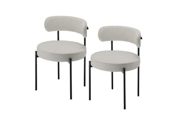 Two-Piece Boucle Dining Chairs with Backrest - Two Colours Available