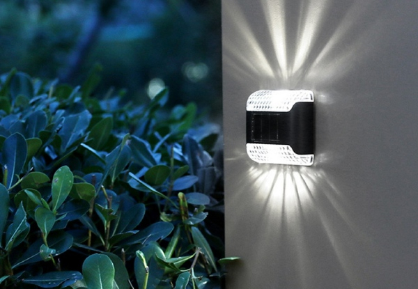 Four-Pack Solar Fence Wall Lights - Available in Four Colours & Two Options