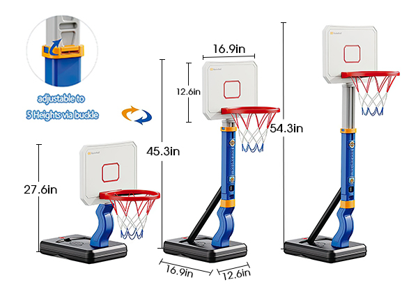 Kids Adjustable 2.3 to 4.5ft Basketball Hoop