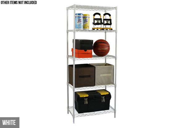 Five-Tier Steel Storage Shelves - Two Colours Available