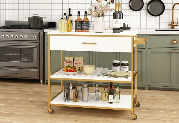 Rolling Kitchen Island with Wheels & Drawer