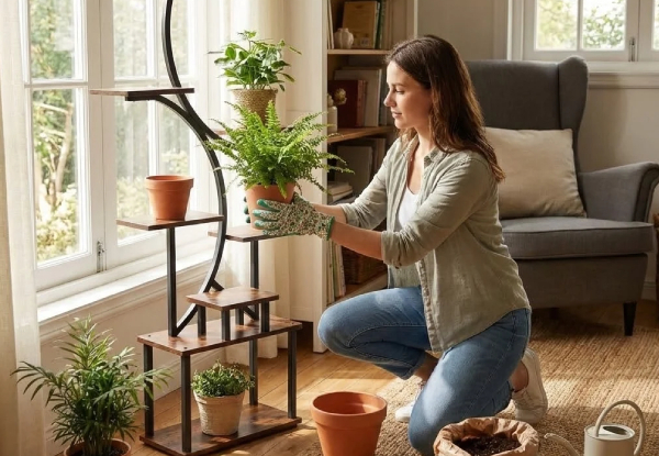 Five-Tier Curved Plant Stand