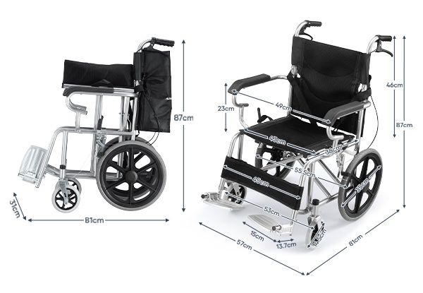 16-Inch Portable Folding Wheelchair