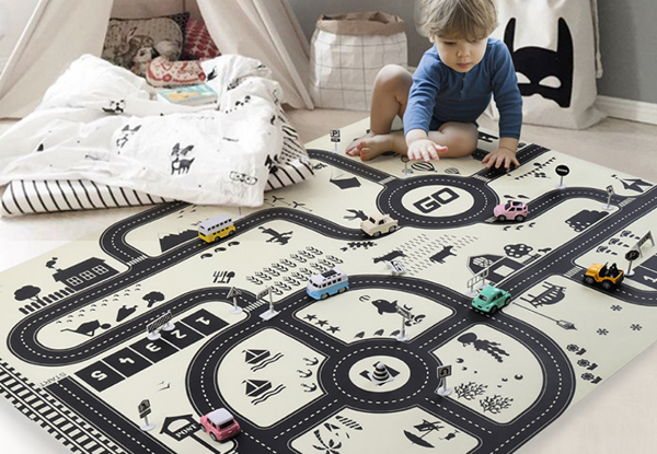 27-Piece Kids Car Road Theme Play Mat Set