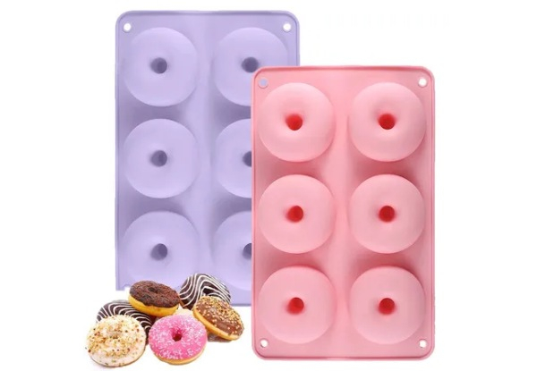 Two-Piece Non-Stick Silicone Donut Mould Set - Four Colours Available