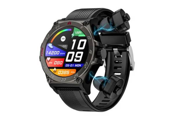 Multifunctional Smart Watch with TWS Earphones - Two Colours Available