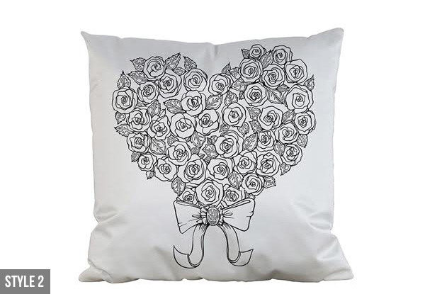 Flower Colouring Cushion Cover Including 12 Pens - 10 Styles Available