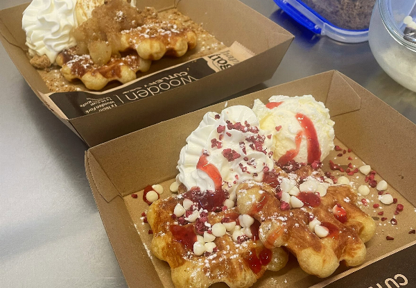 Delicious Hot Waffles at Sweet As Waffle Hut in the Surfside Mall - Options for up to Four People