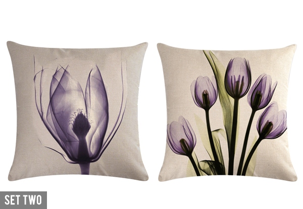 Two-Pack Set of Tulip Linen Cushion Covers - Six Set Designs Available