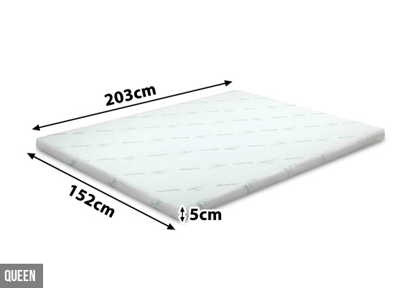 Pre-Order Blue 5cm Memory Foam Single Topper - Options for King Single, Double or Queen